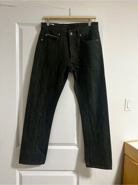 United Stock Dry Good Slubby Grey Selvedge Denim Men's Straight-Leg Jeans